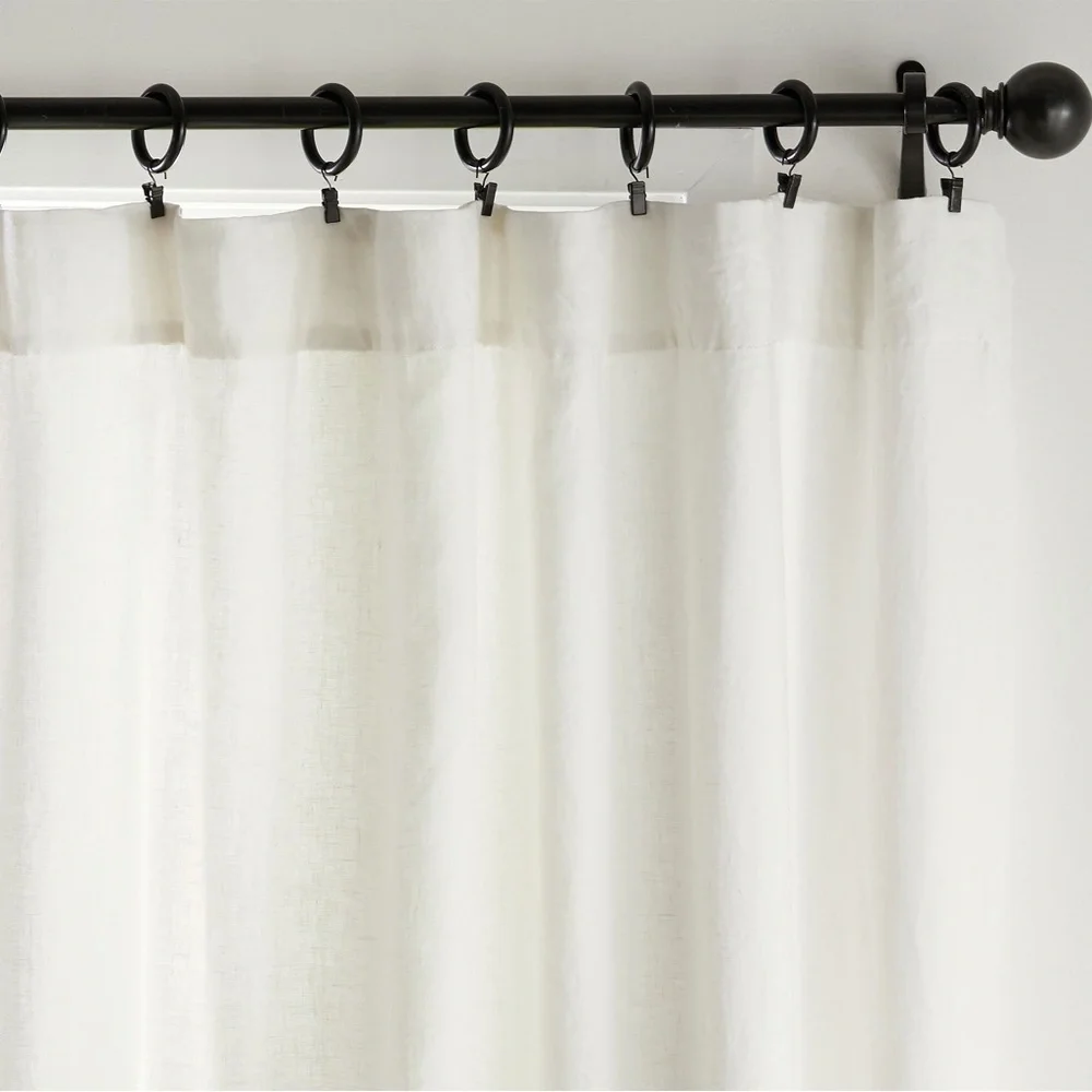 NEW Pottery Barn 3 in 1 Pole Top Belgian Flax Linen Curtain With Blackout Lining - Picture 7 of 8